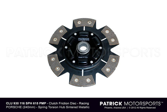 Porsche 911 / 930 / 964 / 993 G50 Transmission 240mm Race Spec Clutch Disc - Sintered Ceramic 6 Pad Button - Spring Torsion Hub CLU 930 116 SPH 615 PMP / CLU 930 116 SPH 900 PMP / CLU.930.116.SPH.900.PMP / CLU930116SPH900PMP