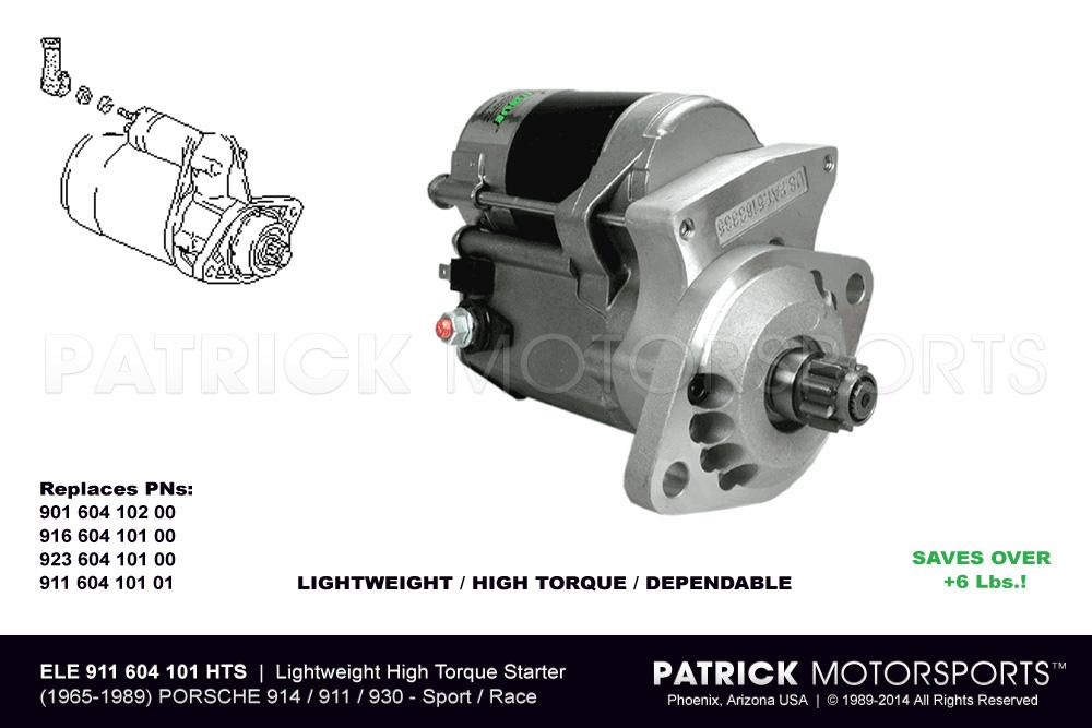 Electric Starter - Porsche 901 / 915 / 930 / G50 Transaxles and VW /  Porsche Type I (ELE 911 604 101 01 N HTS)