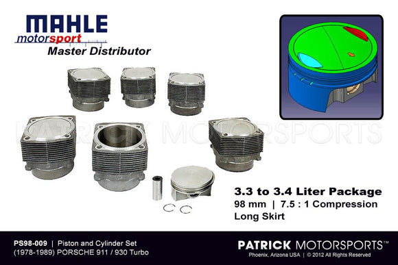 Mahle MotorSport 98MM Engine Piston And Cylinder Set 1978-1989 Porsche 930 Turbo 3.3L To 3.4L Conversion ENG PS98 009 / ENG PS98 009 / ENG-PS98-009 / ENG.PS98.009 / ENGPS98009 / PS98009