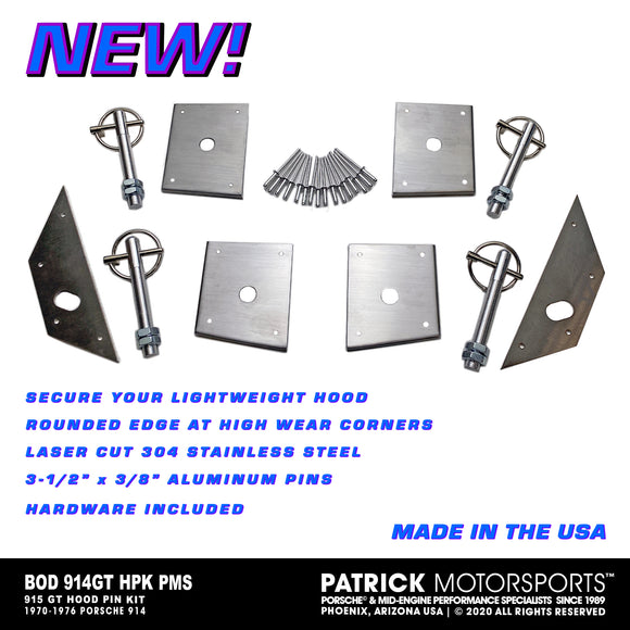 New Product Release: STAINLESS STEEL 4 POINT HOOD PIN KIT FOR PORSCHE 914-GT (BOD 914GT HPK PMS)