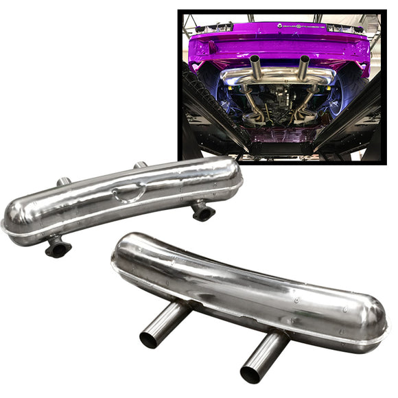 911 RS Style Stainless Steel Sport Muffler For Early 911 / 914-6 - Dual Inlets and Outlets (EXH 911 RS SM SS PMS)