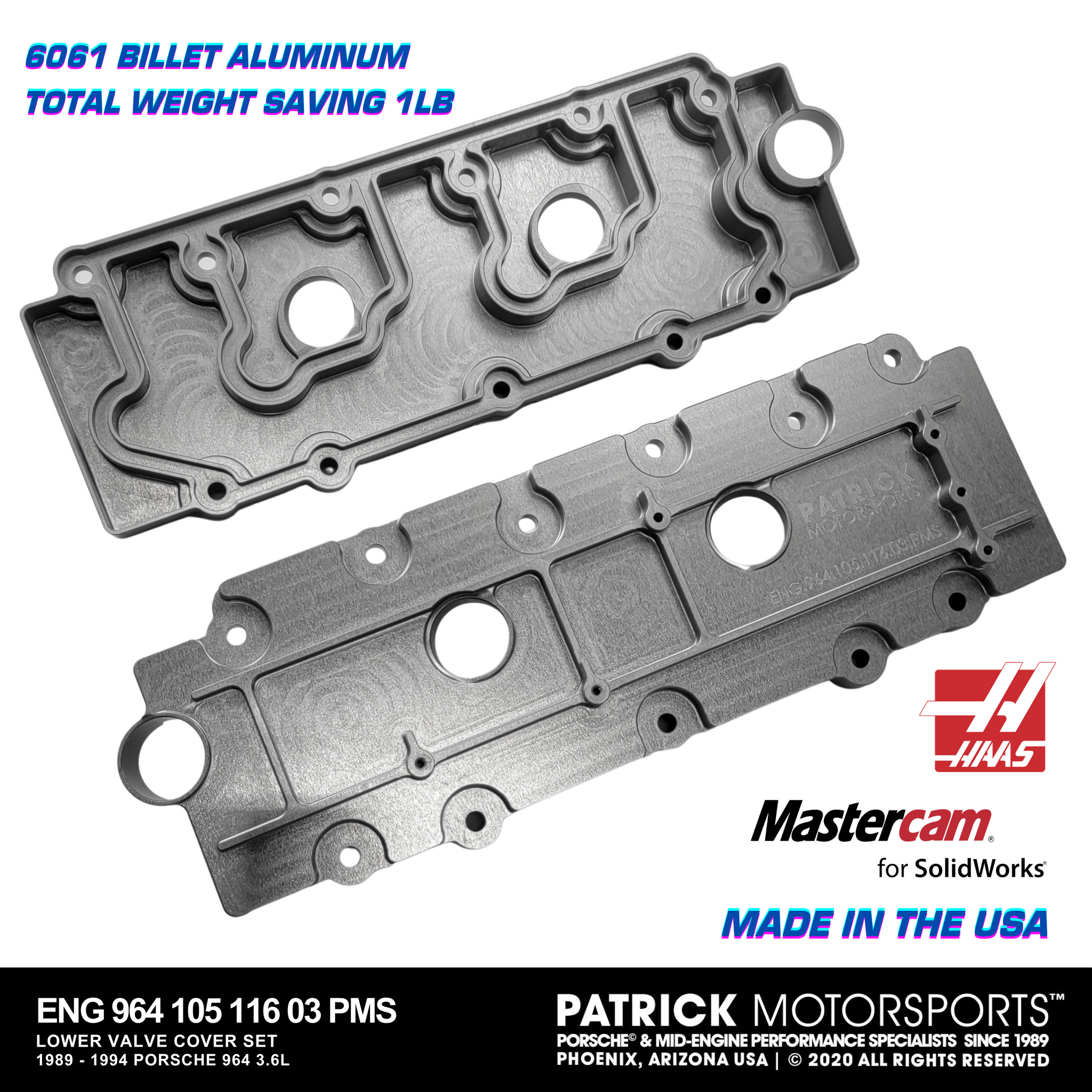964 3.6L Billet Aluminum Lower Valve Cover Set (ENG 964 105 116 03