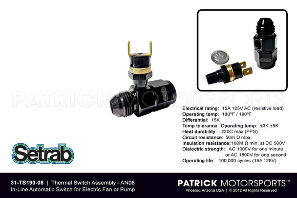 In-Line Thermal Switch Assembly An08 OIL SET 31 TS190 08 / OIL SET 31 TS190 08 / OIL-SET-31-TS190-08 / OIL.SET.31.TS190.08 / OILSET31TS19008