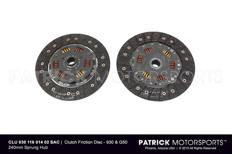 Porsche 911 Turbo / 930 and G50 Transmission 240mm Clutch Disc - Torsion Spring Hub CLU 930 116 014 02 SAC / CLU 930 116 014 02 SAC / CLU-930-116-014-02-SAC / CLU.930.116.014.02.SAC / CLU93011601402SAC