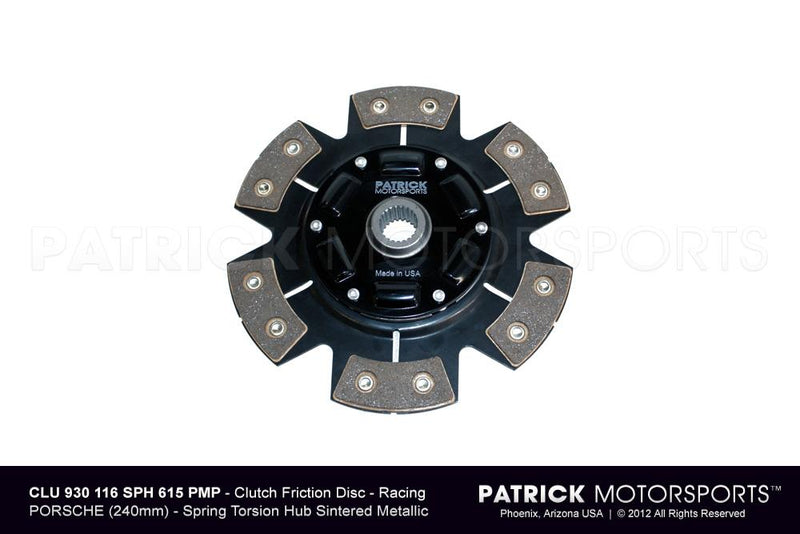 Porsche 911 / 930 / 964 / 993 G50 Transmission 240mm Race Spec Clutch Disc - Sintered Ceramic 6 Pad Button - Spring Torsion Hub CLU 930 116 SPH 615 PMP / CLU 930 116 SPH 900 PMP / CLU.930.116.SPH.900.PMP / CLU930116SPH900PMP