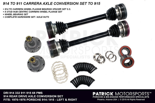 914 Rear Carrera Axle Drive Shaft and 5 Stud Wheel Flange Conversion Set To 1970-1976 / Porsche 914 With 1975 - 1985 / 915 Transmissions DRI 914 332 911 915 68 PMS / DRI 914 332 911 915 68 PMS / DRI-914-332-911-915-68-PMS / 914.332.911.915.68.PMS / 91433291191568PMS