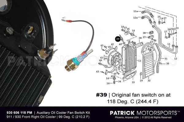 Temperature Switch Sender Kit For Oil Cooler Fan Porsche 911 Carrera - 930 Turbo ELE 930 606 118 PMS / ELE 930 606 118 PM / ELE-930-606-118-PM / 930.606.118 / 930606118
 