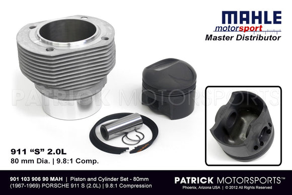 Mahle Engine Piston And Cylinder Set - 2.0L Porsche 911 S 80mm ENG 901 103 906 90 MAH / ENG 901 103 906 90 MAH / ENG-901-103-906-90-MAH / 901.103.906.90  901 103 906 90