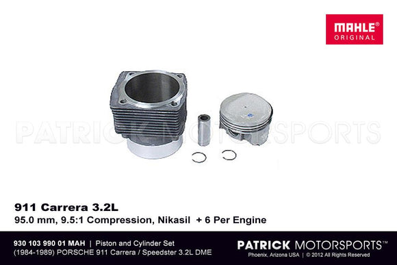 Engine Piston And Cylinder 1984-1989 Porsche 911 Carrera 3.2 Liter Na ENG 930 103 990 01 MAH / ENG 930 103 990 01 MAH / ENG-930-103-990-01-MAH / ENG.930.103.990.01.MAH / ENG93010399001MAH