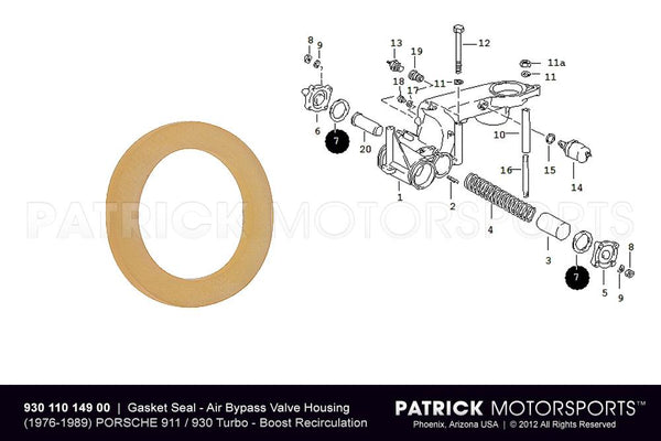 Turbo Air Bypass Valve Housing Gasket Seal - Porsche 911 / 930 / 924 Turbo ENG 930 110 149 00 VIC / ENG 930 110 149 00 VIC / ENG-930-110-149-00-VIC / ENG.930.110.149.00.VIC / ENG93011014900VIC