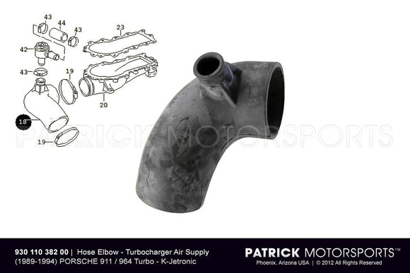 Hose Elbow 1989-1994 / Porsche 911 Turbo - Turbocharger Air Supply ENG 930 110 382 00 / ENG 930 110 382 00 / ENG-930-110-382-00 / ENG.930.110.382.00 / ENG93011038200