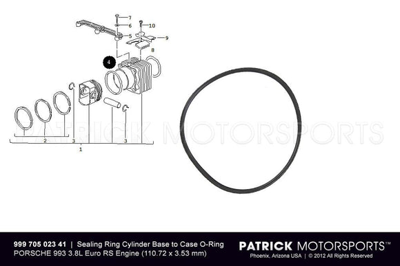Engine Cylinder Base Sealing Ring - Cylinder To Engine Case 110.72 X 3.53mm / / 993 RS / M64.20 ENG 999 705 023 41 / ENG 999 705 023 41 / ENG-999-705-023-41 / ENG.999.705.023.41 / ENG99970502341