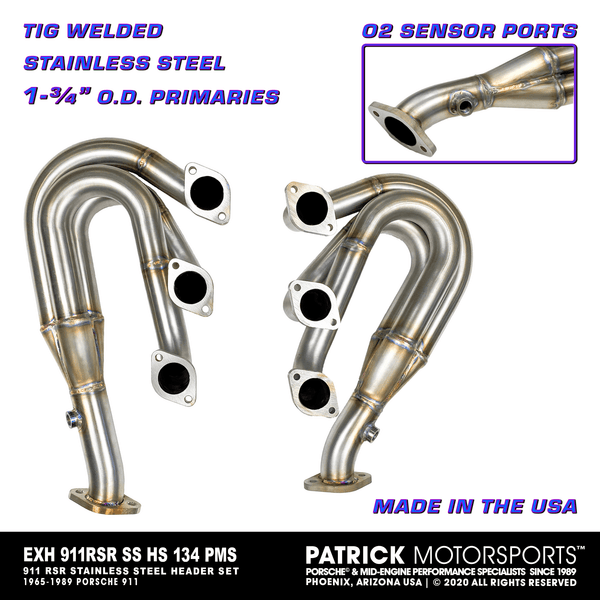 911 RSR Style Stainless Steel Exhaust Header Set - 1-3/4 in. (44.5mm) O.D. Primaries Part Numbers: EXH 911 RSR HS 134 PMS / EXH.911.RSR.HS.134.PMS / EXH911RSRHS134PMS / EXH 911 HS RSR PMS 1 75 / EXH.911.HS.RSR.PMS.1.75 / EXH911HSRSRPMS175