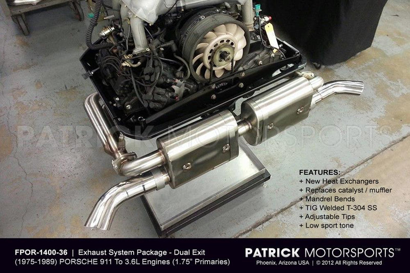 Porsche 911 Complete Exhaust Package For 3.6L Engine Conversion To 1975-1989 Porsche 911 SC / Carrera Chassis EXH FPOR 1400 36 PMS / EXH FPOR 1400 36 / EXH-FPOR-1400-36 / EXH.FPOR.1400.36 / EXHFPOR140036