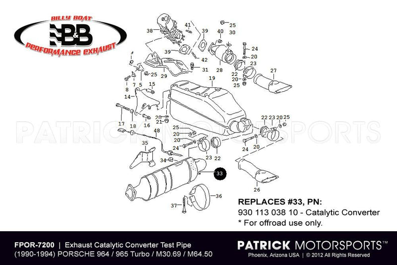 Catalytic Converter Test Pipe Porsche 964 / 965 Turbo EXH FPOR 7200 / EXH FPOR 7200 / EXH-FPOR-7200 / EXH.FPOR.7200 / EXHFPOR7200