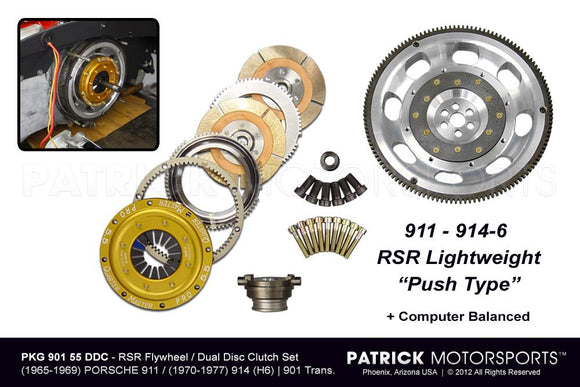 Porsche 911 901 RSR Flywheel and Clutch Pkg - 5.50 Inch Dual Disc PKG 901 55 DDC PMS / PKG FLW 901 55 SDC PMS / FLW 901 55 DDC PMS / FLW-901-55-DDC-PMS / FLW.901.55.DDC.PMS / FLW90155DDCPMS