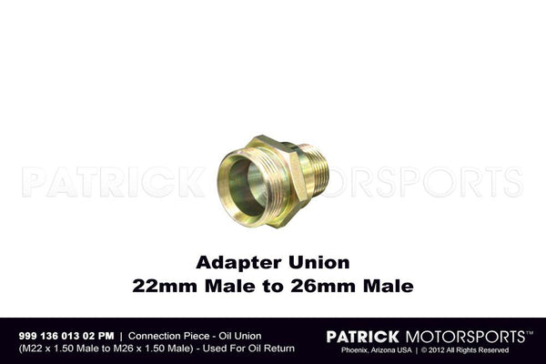 Connection Piece - Engine Oil Union Fitting - 22mm Male To 26mm Male HAR 999 136 013 02 PMP / HAR 999 136 013 02 PMP / HAR-999-136-013-02-PMP / HAR.999.136.013.02.PMP / HAR99913601302PMP