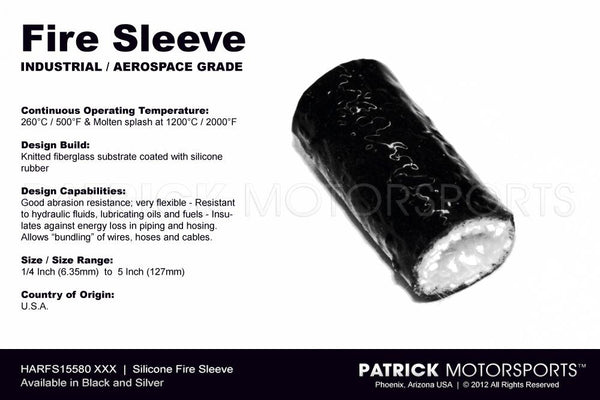Fire Sleeve / .50 Inch 12.70mm / O.D. - Use With AN-08 Hose - Black Silicone Over Knitted Fiberglass HAR FS15580 08 A0 / HAR FS15580 08 A0 / HAR-FS15580-08-A0 / HAR.FS15580.08.A0 / HARFS1558008A0