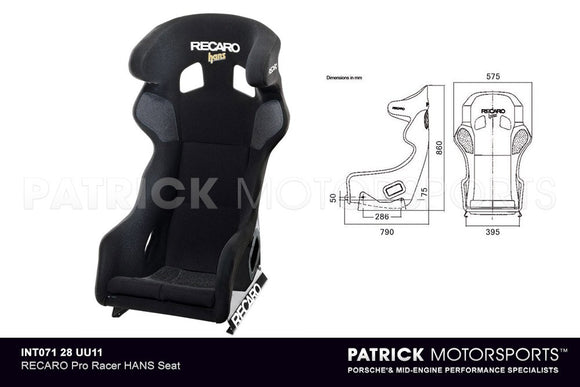 Recaro Pro Racer Hans Seat - Black Velour INT 071 28 UU11 / INT 071 28 UU11 / INT-071-28-UU11 / INT.071.28.UU11 / INT07128UU11