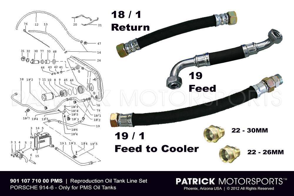 914-6 Engine Oil Tank Line Set - Original To PMS Oil Tank (OIL 901