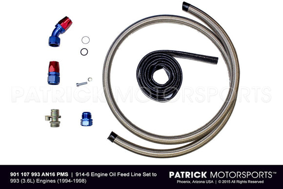 914-6 Engine Oil Feed Line Set To 1994 - 1998 / 993 3.6L / Engines OIL 901 107 993 AN16 PMS / 
OIL 901 107 993 AN16 PMS / OIL-901-107-993-AN16-PMS / 901.107.993.AN16.PMS / 901107993AN16PMS