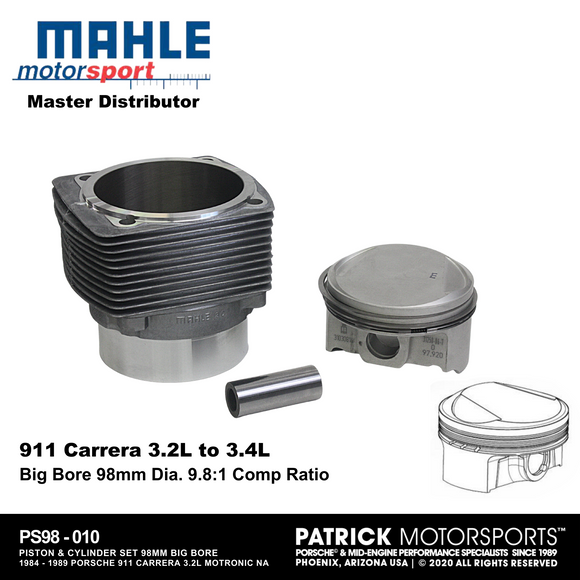 Mahle Motorsports Engine Piston And Cylinder Set For 911 Carrera 3.2L To 3.4L DME Conversion With 10:1 Compression (ENG PS98 010)