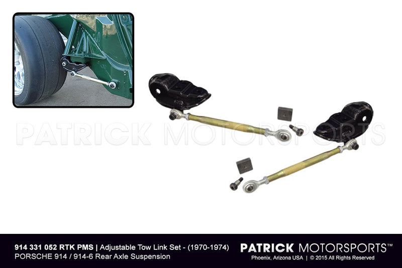 Fully Adjustable Rear Toe Link Kit With Finished Carrier Brackets For 1970-1974 / Porsche 914 / 914-6 Rear Axle Suspension SUS 914 331 052 RTK PMS / SUS 914 331 052 RTK PMS / SUS-914-331-052-RTK-PMS / SUS.914.331.052.RTK.PMS / SUS914331052RTKPMS / SUS 914 331 052 RTK WCB PMS / SUS-914-331-052-RTK-WCB-PMS / SUS.914.331.052.RTK.WCB.PMS / SUS914331052RTKWCBPMS