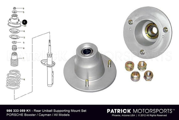 Porsche 986 / 987 Monoball Shock Supporting Mount Set SUS 986 333 059 K1 / SUS 986 333 059 K1 / SUS-986-333-059-K1 / SUS.986.333.059.K1 / SUS986333059K1