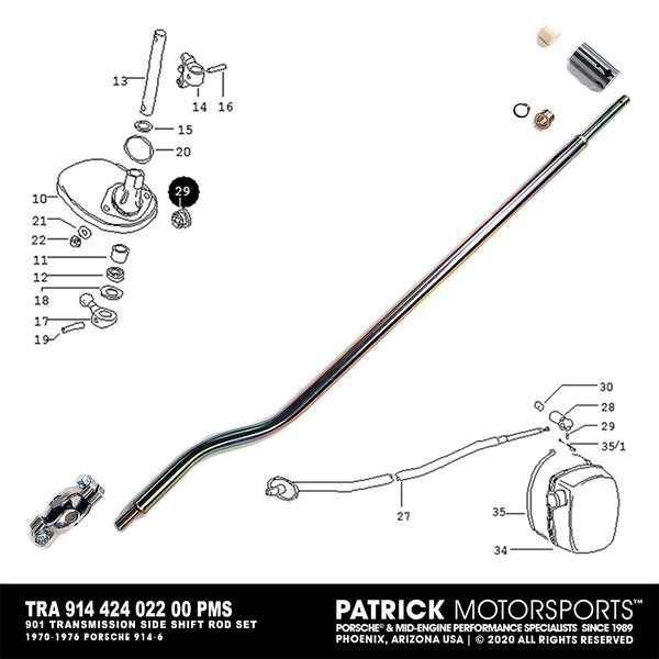 Porsche 914-6 / 901 Rear Side Shift Rod Set For 901 Side Shifter Transmissions Only TRA 914 424 022 00 PMS / TRA 914 424 022 00 PMS / TRA-914-424-022-00-PMS / 914.424.022.00 / 91442402200