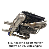 911 RS Style Stainless Steel Sport Exhaust Package With 1-5/8" OD Primaries (EXH 911 RS HM SS 158 PKG PMS)